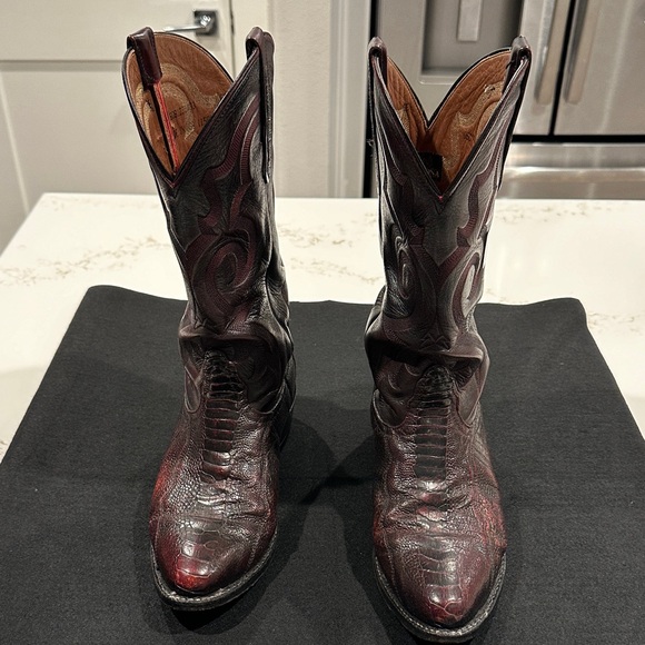 Men’s Exotic Nocona Maroon and Black Cowboy Boots Size 9 EE - Picture 5 of 15